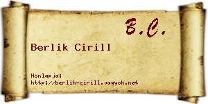 Berlik Cirill névjegykártya